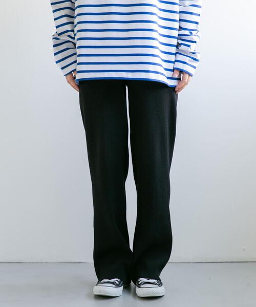 FORK&SPOON（フォークアンドスプーン）の「FORK&SPOON　マシンウォッシャブルリブニットパンツ（その他パンツ・レディース・ライトグレー/ブラック/グレー・2/1）」の5枚目の写真