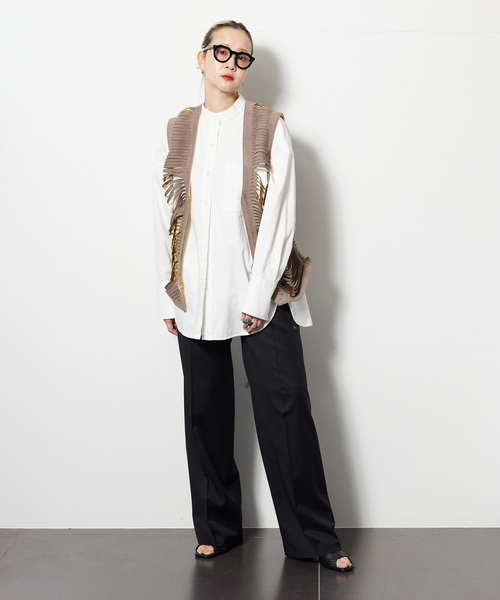 CITYSHOP(シティーショップ)の「《追加》BIG SILHOUETTE シャツ(シャツ/ブラウス・レディース・ホワイト/ライトブルー・FREE)」の4枚目の写真