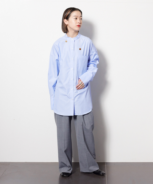 CITYSHOP(シティーショップ)の「《追加》BIG SILHOUETTE シャツ(シャツ/ブラウス・レディース・ホワイト/ライトブルー・FREE)」の7枚目の写真