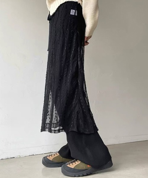 LAFFMO(ラフモ)の「レースレイヤードスカート(スカート・レディース・アイボリー/ブラック・F)」の7枚目の写真