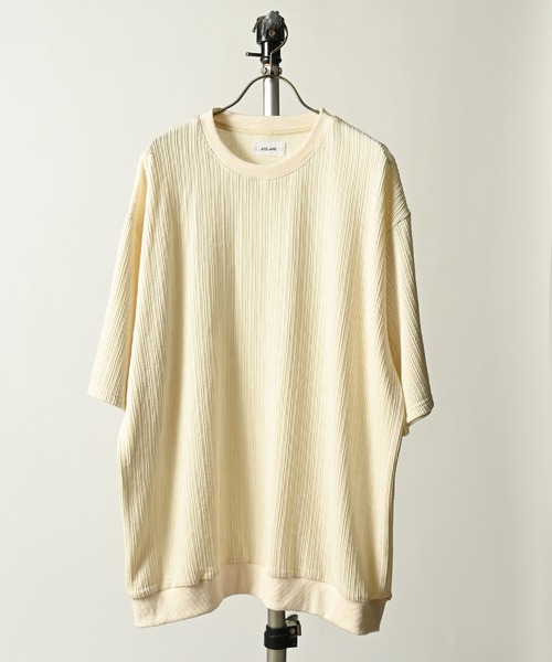 ATELANE（アテレーン）の「ATELANE/総柄JQD ルーズシルエット半袖クルーネックTEE（Tシャツ/カットソー・メンズ・ベージュ/ブラック系その他/アイボリー/ブラック・LARGE/MEDIUM）」の2枚目の写真