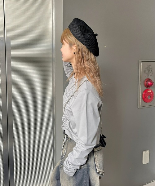 WHO'S WHO gallery(フーズフーギャラリー)の「クロシェ編みベレー(ハンチング/ベレー帽・レディース・ブラック/オフホワイト・FREE)」の1枚目の写真