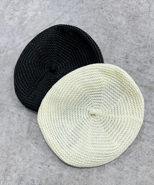 WHO'S WHO gallery(フーズフーギャラリー)の「クロシェ編みベレー(ハンチング/ベレー帽・レディース・ブラック/オフホワイト・FREE)」の5枚目の写真