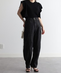 RANAN | きれい見え麻入りカーブデニム(デニムパンツ)