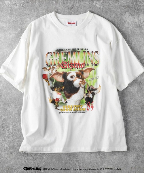 Right-on(ライトオン)の「【GREMLIMS】ラップTシャツ(Tシャツ/カットソー・メンズ・ホワイト/ブラック/ダークグレー/ブラック×ホワイト・M/L/XL)」の1枚目の写真