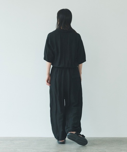 yuni（ユニ　）の「ポプリン　オールインワン　1701PT032241（サロペット/オーバーオール・レディース・ブラック/ベージュ・FREE）」の6枚目の写真