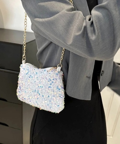 LADY LIKE(レディライク)の「スパンコールミニショルダーバッグ(ショルダーバッグ・レディース・ホワイト/ブラック/ブラックミックス・F)」の4枚目の写真