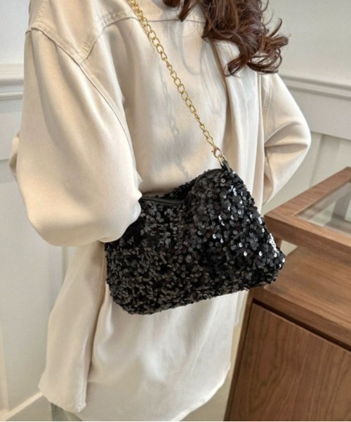 LADY LIKE(レディライク)の「スパンコールミニショルダーバッグ(ショルダーバッグ・レディース・ホワイト/ブラック/ブラックミックス・F)」の9枚目の写真