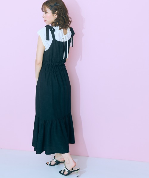 marun(マルン)の「<大きいサイズ> 肩リボンキャミソールワンピース marun(ワンピース・レディース・ブラック/オレンジ系/ホワイト×ブラック・4L/3L/LL/L/5L)」の22枚目の写真