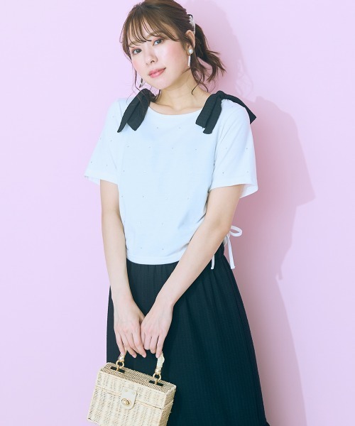 marun(マルン)の「<大きいサイズ> 肩リボンキャミソールワンピース marun(ワンピース・レディース・ブラック/オレンジ系/ホワイト×ブラック・4L/3L/LL/L/5L)」の13枚目の写真