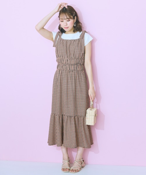 marun(マルン)の「<大きいサイズ> 肩リボンキャミソールワンピース marun(ワンピース・レディース・ブラック/オレンジ系/ホワイト×ブラック・4L/3L/LL/L/5L)」の15枚目の写真