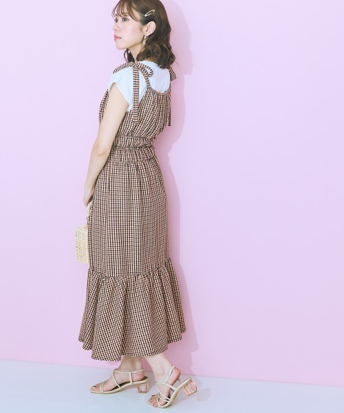 marun(マルン)の「<大きいサイズ> 肩リボンキャミソールワンピース marun(ワンピース・レディース・ブラック/オレンジ系/ホワイト×ブラック・4L/3L/LL/L/5L)」の19枚目の写真