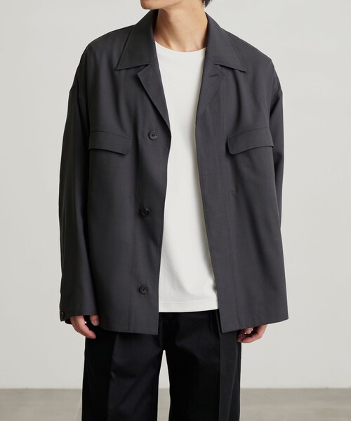 PUBLIC TOKYO(パブリックトウキョウ)の「〈セットアップ対応〉イージーウールCPOシャツジャケット(カバーオール・メンズ・ダークグレー/ブラウン/グリーン・1/2)」の2枚目の写真