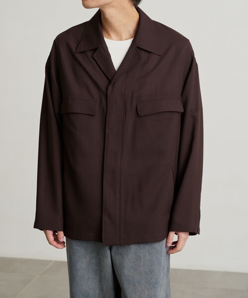 PUBLIC TOKYO(パブリックトウキョウ)の「〈セットアップ対応〉イージーウールCPOシャツジャケット(カバーオール・メンズ・ダークグレー/ブラウン/グリーン・1/2)」の11枚目の写真