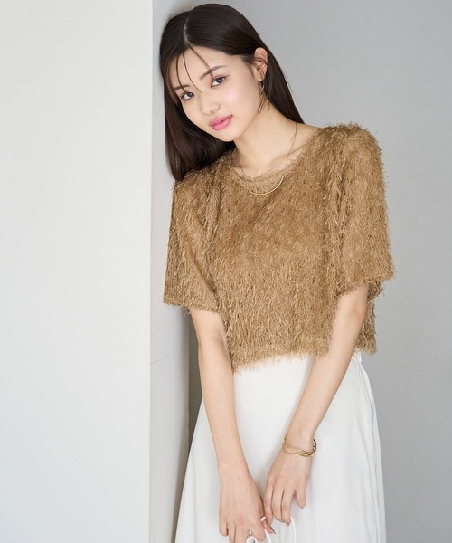 ROPE' PICNIC（ロペピクニック）の「フリンジカットトップス（Tシャツ/カットソー・レディース・オフホワイト/ブラック/ブルー系その他4/キャメル・38）」の4枚目の写真