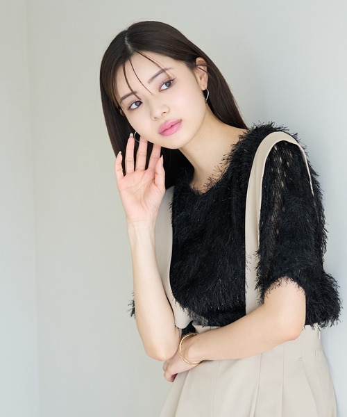 ROPE' PICNIC（ロペピクニック）の「フリンジカットトップス（Tシャツ/カットソー・レディース・オフホワイト/ブラック/ブルー系その他4/キャメル・38）」の2枚目の写真