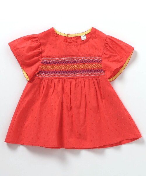 apres les cours(アプレレクール)の「カラフルスモッキングチュニック(チュニック・キッズ・チェック/ブルー/レッド・80/140/90/130/120/110/100)」の3枚目の写真