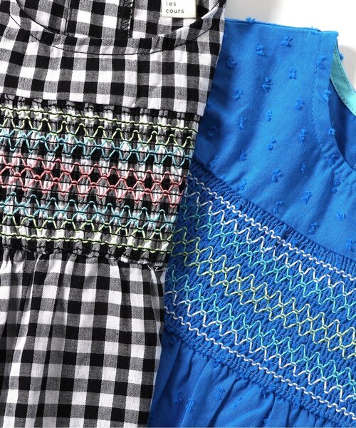 apres les cours(アプレレクール)の「カラフルスモッキングチュニック(チュニック・キッズ・チェック/ブルー/レッド・80/140/90/130/120/110/100)」の10枚目の写真