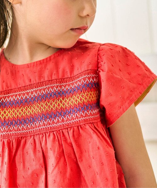 apres les cours(アプレレクール)の「カラフルスモッキングチュニック(チュニック・キッズ・チェック/ブルー/レッド・80/140/90/130/120/110/100)」の14枚目の写真