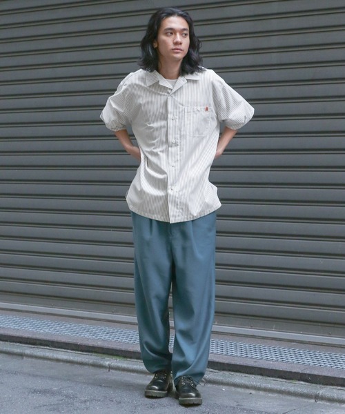 UNIVERSAL OVERALL(ユニバーサルオーバーオール)の「【UNIVERSAL OVERALL(ユニバーサル オーバーオール)】オープンカラーワークシャツ(シャツ/ブラウス・メンズ・ライトグリーン/オフホワイト・LARGE/MEDIUM)」の18枚目の写真