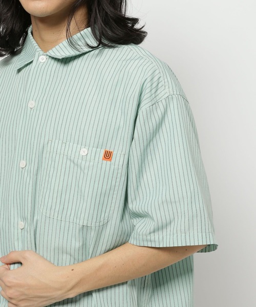 UNIVERSAL OVERALL(ユニバーサルオーバーオール)の「【UNIVERSAL OVERALL(ユニバーサル オーバーオール)】オープンカラーワークシャツ(シャツ/ブラウス・メンズ・ライトグリーン/オフホワイト・LARGE/MEDIUM)」の8枚目の写真