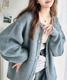 ふんわり大人かわいい。前後2way裾カーブ起毛ニットカーディガン