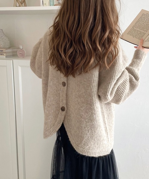 セール】ふんわり大人かわいい。前後2way裾カーブ起毛ニット
