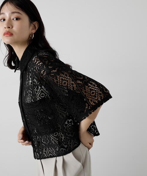 N.（N. Natural Beauty Basic）（エヌエヌナチュラルビューティーベーシック）の「◆レースクロップドシャツ（シャツ/ブラウス・レディース・ホワイト/ブラック・MEDIUM）」の12枚目の写真