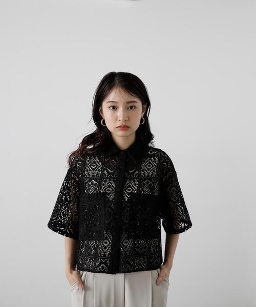 N.（N. Natural Beauty Basic）（エヌエヌナチュラルビューティーベーシック）の「◆レースクロップドシャツ（シャツ/ブラウス・レディース・ホワイト/ブラック・MEDIUM）」の18枚目の写真