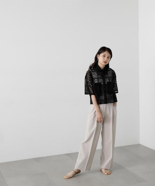 N.（N. Natural Beauty Basic）（エヌエヌナチュラルビューティーベーシック）の「◆レースクロップドシャツ（シャツ/ブラウス・レディース・ホワイト/ブラック・MEDIUM）」の19枚目の写真