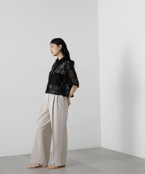 N.（N. Natural Beauty Basic）（エヌエヌナチュラルビューティーベーシック）の「◆レースクロップドシャツ（シャツ/ブラウス・レディース・ホワイト/ブラック・MEDIUM）」の22枚目の写真