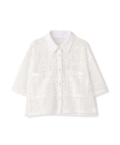 N.（N. Natural Beauty Basic）（エヌエヌナチュラルビューティーベーシック）の「◆レースクロップドシャツ（シャツ/ブラウス・レディース・ホワイト/ブラック・MEDIUM）」の9枚目の写真