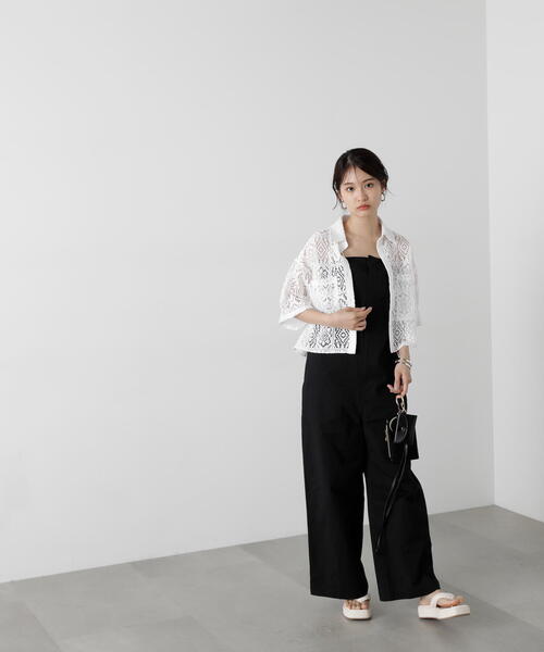 N.（N. Natural Beauty Basic）（エヌエヌナチュラルビューティーベーシック）の「◆レースクロップドシャツ（シャツ/ブラウス・レディース・ホワイト/ブラック・MEDIUM）」の5枚目の写真