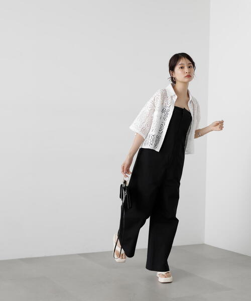 N.（N. Natural Beauty Basic）（エヌエヌナチュラルビューティーベーシック）の「◆レースクロップドシャツ（シャツ/ブラウス・レディース・ホワイト/ブラック・MEDIUM）」の6枚目の写真