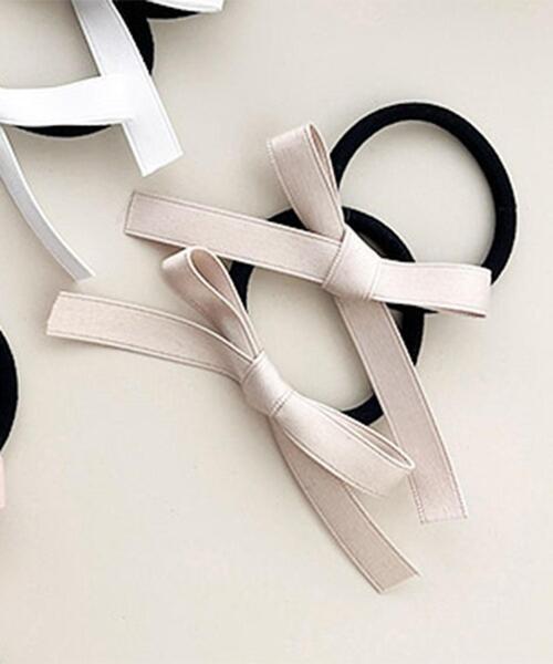WEGO（ウィゴー）の「WEGO/リボンヘアゴム（ヘアゴム・レディース・ピンク/オフホワイト/ブラック/アイボリー/ベージュ・FREE）」の5枚目の写真