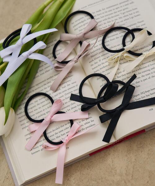 WEGO（ウィゴー）の「WEGO/リボンヘアゴム（ヘアゴム・レディース・ピンク/オフホワイト/ブラック/アイボリー/ベージュ・FREE）」の6枚目の写真