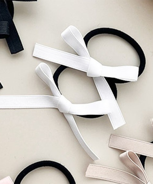 WEGO（ウィゴー）の「WEGO/リボンヘアゴム（ヘアゴム・レディース・ピンク/オフホワイト/ブラック/アイボリー/ベージュ・FREE）」の2枚目の写真