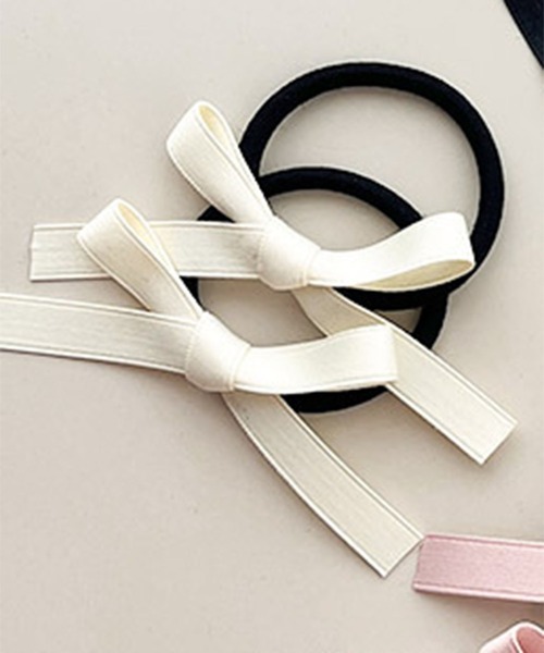 WEGO（ウィゴー）の「WEGO/リボンヘアゴム（ヘアゴム・レディース・ピンク/オフホワイト/ブラック/アイボリー/ベージュ・FREE）」の3枚目の写真