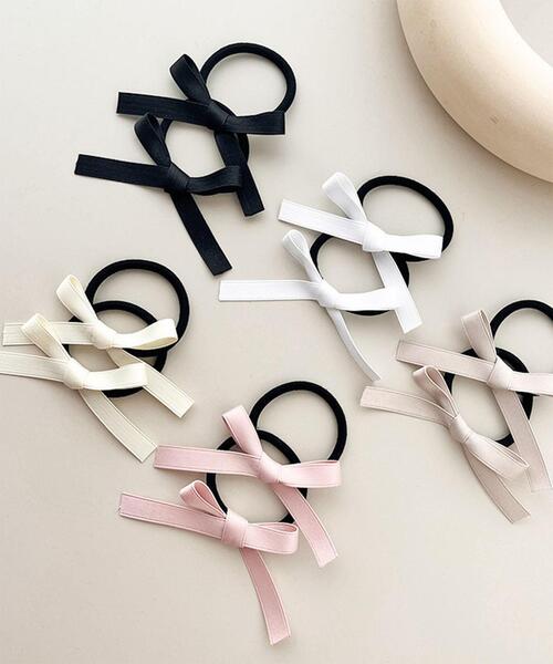 WEGO（ウィゴー）の「WEGO/リボンヘアゴム（ヘアゴム・レディース・ピンク/オフホワイト/ブラック/アイボリー/ベージュ・FREE）」の7枚目の写真