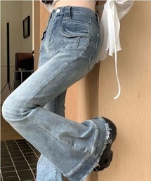 dream in the cradle（ドリームインザクレイドル）の「カットオフ フレアデニム（デニムパンツ）」