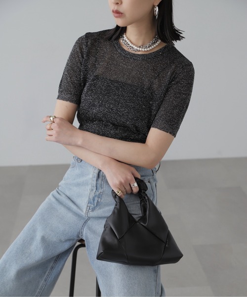 FREE'S MART（フリーズマート）の「◇コンパクトラメシアー半袖ニット（ニット/セーター・レディース・ピンク/シルバー/ブラック・FREE）」の17枚目の写真