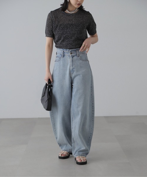 FREE'S MART（フリーズマート）の「◇コンパクトラメシアー半袖ニット（ニット/セーター・レディース・ピンク/シルバー/ブラック・FREE）」の14枚目の写真