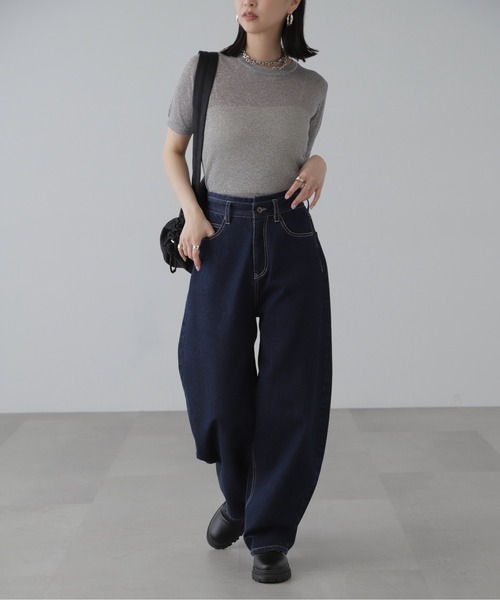 FREE'S MART（フリーズマート）の「◇コンパクトラメシアー半袖ニット（ニット/セーター・レディース・ピンク/シルバー/ブラック・FREE）」の22枚目の写真