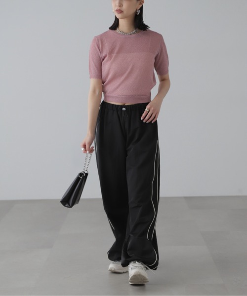 FREE'S MART（フリーズマート）の「◇コンパクトラメシアー半袖ニット（ニット/セーター・レディース・ピンク/シルバー/ブラック・FREE）」の7枚目の写真