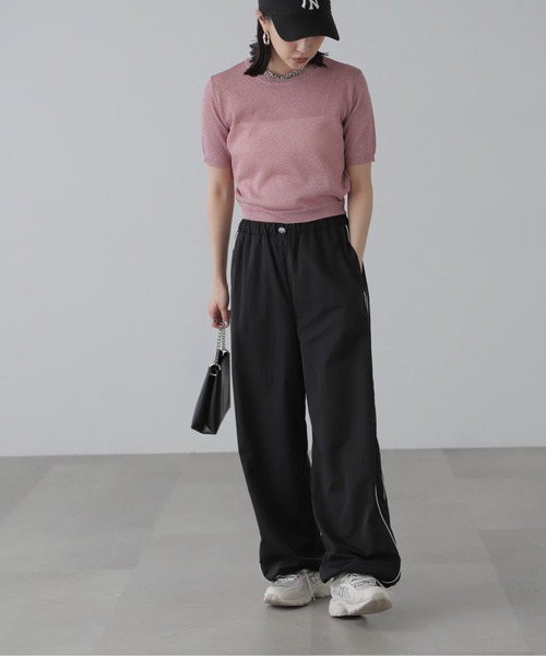 FREE'S MART（フリーズマート）の「◇コンパクトラメシアー半袖ニット（ニット/セーター・レディース・ピンク/シルバー/ブラック・FREE）」の6枚目の写真