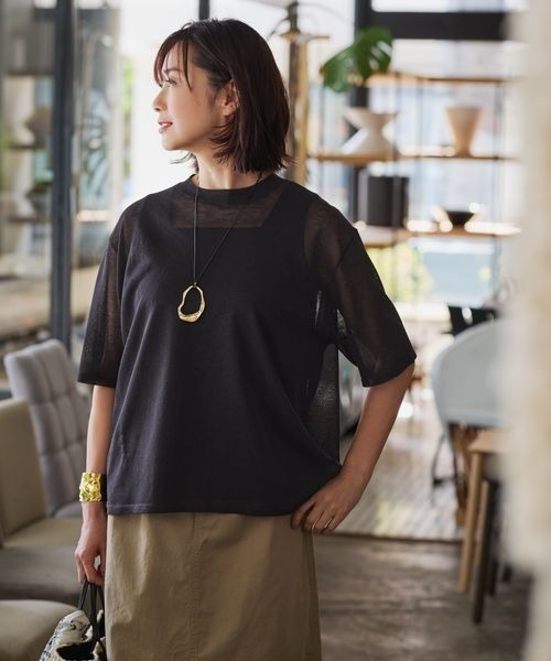ニット セーター 「ウタオ」シアーニットTEE レディース セール】《ウタオ》シアーニットTEE（ニット/セーター）｜studio