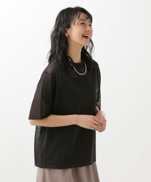 ニット セーター 「ウタオ」シアーニットTEE レディース セール】《ウタオ》シアーニットTEE（ニット/セーター）｜studio