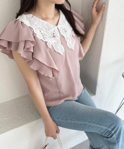 apres jour(アプレジュール)の「スカラップレースカラーブラウス【ZOZOTOWN限定アイテム】(シャツ/ブラウス・レディース・ブラック/サックスブルー/ピンク・X-LARGE/フリー)」の16枚目の写真