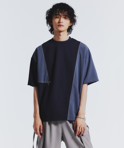 tk.TAKEO KIKUCHI(ティーケータケオキクチ)の「◆ジオメトリックグリッドカットソー(Tシャツ/カットソー・メンズ・ホワイト系7/ブラック系4/ブルー系その他6・02/03)」の3枚目の写真