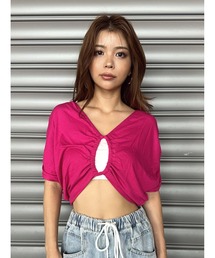 フロントドロストショートトップス